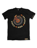 PIZZA RIDE REPEAT BLACK MEN T-SHIRT - iguanacustomcollection
