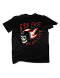 SKULL RIDE FAST OR DIE LAST BLACK MEN T-SHIRT - iguanacustomcollection