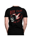 SKULL RIDE FAST OR DIE LAST BLACK MEN T-SHIRT - iguanacustomcollection